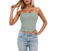 Crop Top Mujer Camiseta Sin Tirantes Elástico Tubo Tops Corto Bandeau Verano Camisetas Sin Mangas Y2K Shirt Sexy Sin Espalda Going out Clothes Causal Básico Blusa Fashion Ropa
