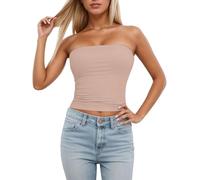 Crop Top Mujer Camiseta Sin Tirantes Elástico Tubo Tops Corto Bandeau Verano Camisetas Sin Mangas Y2K Shirt Sexy Sin Espalda Going out Clothes Causal Básico Blusa Fashion Ropa