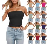 Crop Top Mujer Camiseta Sin Tirantes Elástico Tubo Tops Corto Bandeau Verano Camisetas Sin Mangas Y2K Shirt Sexy Sin Espalda Going out Clothes Causal Básico Blusa Fashion Ropa