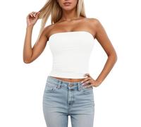 Crop Top Mujer Camiseta Sin Tirantes Elástico Tubo Tops Corto Bandeau Verano Camisetas Sin Mangas Y2K Shirt Sexy Sin Espalda Going out Clothes Causal Básico Blusa Fashion Ropa