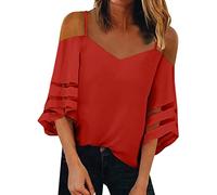 Crop Top Mujer Ofertas Top De para Mujer con Tirantes Finos, Camisa Informal A La con Hombros Descubiertos, Blusa De Manga Acampanada con Inserción De Malla Camiseta Feminista Regalo 50 Cumpleaños
