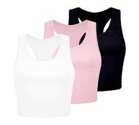 Crop Top Sport Mujer 3 Piezas Básica Tank Tops Deporte Running Camiseta sin Mangas Racerback Y2K Slim Fit Shirt Adolescentes Deportivos Túnica Streetwear