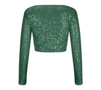 Crop Tops Women's Sequined Pullover 2025 Crew Neck Long Sleeve Short Shirts Fancy Mesh Evening Party Wear for Night out