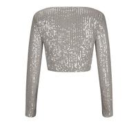 Crop Tops Women's Sequined Pullover 2025 Crew Neck Long Sleeve Short Shirts Fancy Mesh Evening Party Wear for Night out