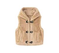 Cropped Hooded Fleece Vests Woman Trend Winter in Outerwear Sleeveless Cardigan Waistcoat Women(L)