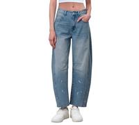 Cropped Loose Boyfriend Jeans Wide Leg Damen Baggy Barrel Jeans Mid Rise Ankle Denim Hose mit Taschen Balloon Horseshoe Jeanshose 7/8 Jeans Locker Freizeithose, azul claro, XXXXL
