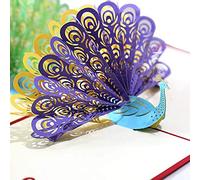 croselyu Tarjeta de felicitación de pavo real animal pop-up tarjeta 3D creativa tarjeta de felicitación 3D tarjeta de regalo tarjeta de regalo hecha a mano, 1 unidad