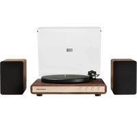 Crosley Tocadiscos C65 con Altavoces, Tocadiscos Bluetooth con Altavoces de estantería de 50 W, Reproductor de Vinilo de fácil instalación con Cubierta Antipolvo, Sistema de Estante para Tocadiscos