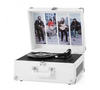 Crosley The Beatles Let It Be Anthology - Tocadiscos portátil con Bluetooth de PVC, Reproductor de Vinilo de Maleta de 3 velocidades, Tocadiscos para el hogar para Discos de Vinilo, Altavoces estéreo