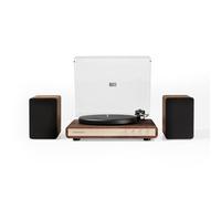 Crosley Tocadiscos C65 con Altavoces, Tocadiscos Bluetooth con Altavoces de estantería de 50 W, Reproductor de Vinilo de fácil instalación con Cubierta Antipolvo, Sistema de Estante para Tocadiscos