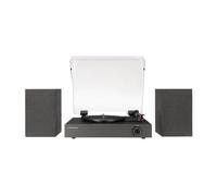 Crosley Zane - Reproductor de Discos de Vinilo con Bluetooth y Altavoces | Tocadiscos de 3 velocidades con altavoces, 33/45/78 rpm, estéreo de 38 W, transmisión por correa, esfera LED, acento metálico