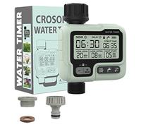 CROSOFMI Programador Riego Automatico Jardin Temporizador de Aspersión por Goteo IPX5 Resistente al Agua/Retraso por Lluvia/Modo Manual/Bloqueo para Niños