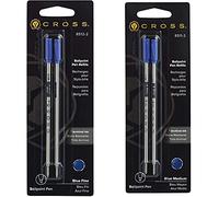 Cross 8512-2 - Recambio Para Bolígrafo (2 Unidades), Color Azul + 8511-2 - Pack De Recambios Para Bolígrafos De Bola (Trazo Medio, 2 Unidades, Tinta Azul)