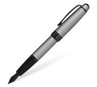 CROSS Bailey - Pluma estilográfica (lacado en color gris mate, con atributos PVD, color negro pulido, punta extra fina