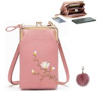 Cross-Body Wallet with Cell Phone Holder,Mini Shoulder Bags with Credit Card Slots,Lightweight PU Leather Pocket Bags (pink, 4.3 * 2 * 7.7in)