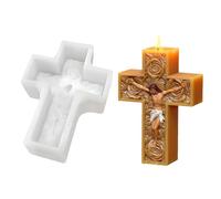 Cross Candle Mold - 3D Rose Jesus Silicone Mould, Sacred Religious DIY Home Art Decorations, Candle Making Mold for Epoxy Resin, Wax Craft Projects, Christmas, Aromatherapy Use 4.06x3.19x1.34 Inches