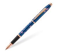 Cross Century II Cherry Blossom - Pluma estilográfica (punta F de acero inoxidable, tinta negra, incluye paquete de regalo), color azul translúcido, herrajes de acero inoxidable chapado en oro rosa
