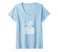 Cross Country Mamá: I Can't My Kid Has Cross Country Camiseta Cuello V, Mujer, Azul Bebé, XXL