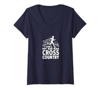 Cross Country Mamá: I Can't My Kid Has Cross Country Camiseta Cuello V, Mujer, Azul Marino, S
