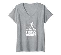 Cross Country Mamá: I Can't My Kid Has Cross Country Camiseta Cuello V, Mujer, Gris Jaspeado, L