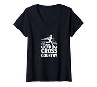 Cross Country Mamá: I Can't My Kid Has Cross Country Camiseta Cuello V, Mujer, Negro, M