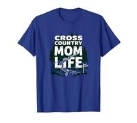 Cross Country Mom Life Proud Parent Runner Trail Forest Camiseta, Hombre, Azul Real, S