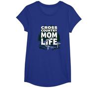 Cross Country Mom Life Proud Parent Runner Trail Forest Camiseta, Niñas, Azul Real, S