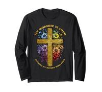 Cross Floral Christian Faith Worship Loud Wound Deep Vintage Manga Larga