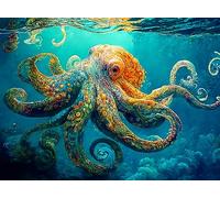 Deep Blue Octopus Odyssey: rompecabezas premium de 1000 piezas para adultos - El mejor rompecabezas ecológico de arte marino - Único rompecabezas de cerebro, para entusiastas de los rompecabezas por