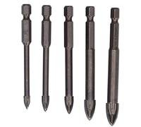 Cross Hex Drill Bit 5Pcs Carbide Glass Concrete Hole Opener Set with 1/4in Hex Shank for Ceramic Tile Granite Stone Wood Plastic Concrete Wall Drilling