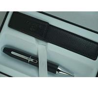 Cross Limited Collection X Series - Bolígrafo de tinta de gel patentado de apertura a presión y cierre a presión con barril negro Selectip con funda de cuero de grano completo a juego en caja de