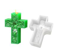 Cross Making Molds - 4.06x3.19x1.34 Inches 3D Rose Jesus Mold, Christmas Candle Making Mould, Gypsum Wax Clay Plaster | Christmas Aromatherapy Craft Soap DIY Art Decoration Accessories