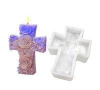 Cross Making Molds - Molde 3D de rosas Jesús, molde para hacer velas navideñas, molde de arcilla de arcilla Gypsum Wax | Christmas Aromatherapy Craft Soap DIY Art Decoration Accessories