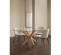 Cross Mesa de comedor rectangular sobre cristal y madera maciza 160 - Kenay Home