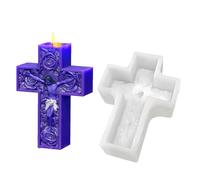 Cross Molds for Resin - 3D Rose Jesus Silicone Mould | Durable Flexible Non-Stick Mold for Gypsum Wax Clay Plaster Candle Soap Making, Aromatherapy Epoxy Resin Craft DIY Art Home Decoration Supplies