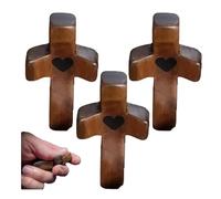 Cross My Heart | Regalo de aliento, regalo de cruz de bolsillo, decoración de pared de cruz de madera, cruz de bolsillo de madera de mano con corazón epoxi, cruz de abrazo de fe tallada en madera,