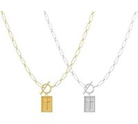Cross Pendant Paperclip Chain Necklace,14k Gold & Silver Plated, Waterproof and Sweat-Resistant, Fade-Proof, Unisex (Gold+Silver)
