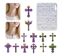 Cross Pendants Silicone Mold, 12-Cavity Jewelry Making Mold, Christmas Cross Pendant Molds, for Thanksgiving, Birthday, Party, Home, School, Dorm