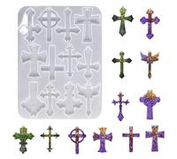 Cross Pendants Silicone Mold - 12-Cavity Jewelry Making Mould For Crafting | Durable, Flexible Mold Ideal For Christmas, Thanksgiving, Birthday Parties, Offices, Homes, Schools, Dorms, And Desktops