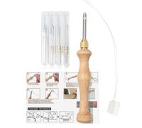 Cross Punch Needle Kit - Adjustable Hooking Tool Floss Yarn, DIY Emb