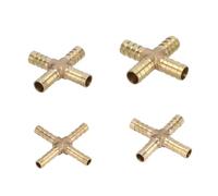Cross Shaped Brass Pipe Fitting 4 Way 6mm 8mm 10mm 12mm Hose Connector Joint Copper Barbed Coupler Coupling 1 Pc(6mm)