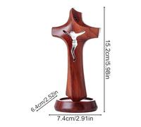 Cross Table - Decorative Wooden Christian Statue | Featuring Jesus Christ Standing Cross Elegant Religious Home Centerpiece for Table, Desk, Living Room or Housewarming Gift, 2.52x2.91x5.98in