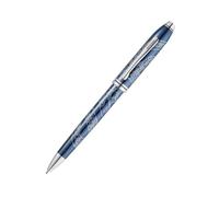 Cross Townsend Bolígrafo edición especial 'Año de la Serpiente' (grosor de trazo M, tinta negra, indeleble, caja de regalo premium), barniz azul translúcido con grabado cromado