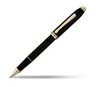 Cross Townsend - Bolígrafo Tinta Gel, Laca Negra/Chapado en oro de 23 KT