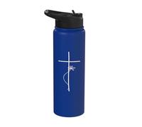 Cross With Flower Jesus Floral Minimalist Line Art Women Stainless Steel Insulated Water Bottle