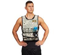Cross 101 Chaleco con Peso Ajustable, 40 Libras (Camuflaje) con Bolsillo para teléfono y Soporte para Botella de Agua