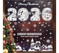Crossarctic 180 calcomanías de Navidad reutilizables para ventanas de Navidad 2026, decoraciones de ventana de Navidad de doble cara de PVC, calcomanías estáticas de copo de nieve para decoración de