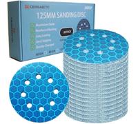 Crossarctic 80 Unidades De Papel De Lija De 125 mm, Azul Profesional, 125 Discos De Lija Redondos, 8 Agujeros Para Lijadora Orbital, 80 Grano