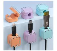 Crossarctic Paquete de 6 clips organizadores de cables ajustables, organizador magnético de cables, soporte autoadhesivo para escritorio, mesita de noche, cables de carga, cable de audio HDMI, USB,