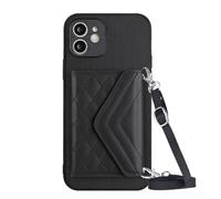 Crossbody Honor X6B - Funda tipo cartera de cuero de lujo de alta calidad, a prueba de golpes, con banda de protección tipo cartera con tarjetero y función atril para Honor X6B, color negro